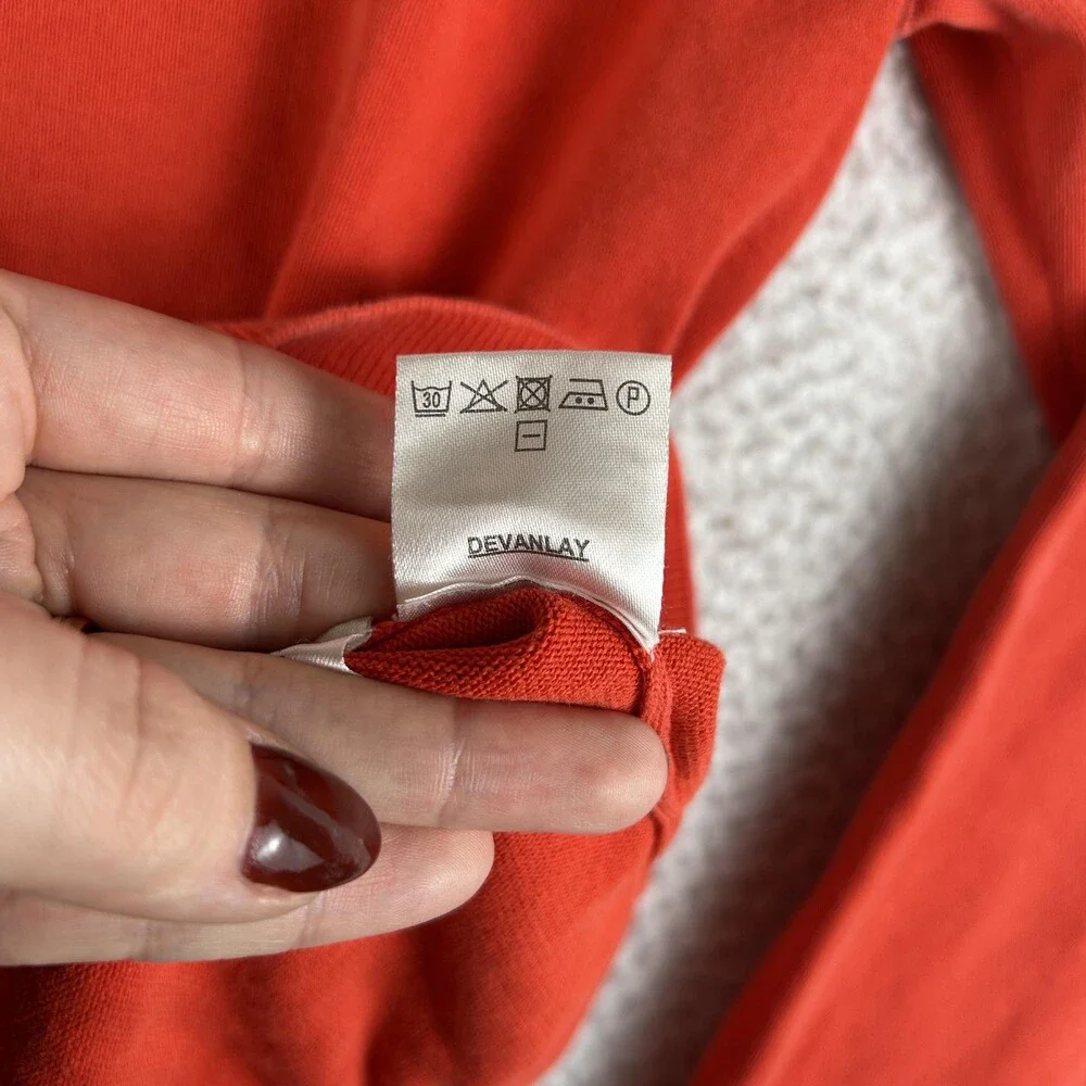 Lacoste Sweater Mens Large Orange Garment Dyed Cotton Crewneck Pullover Logo